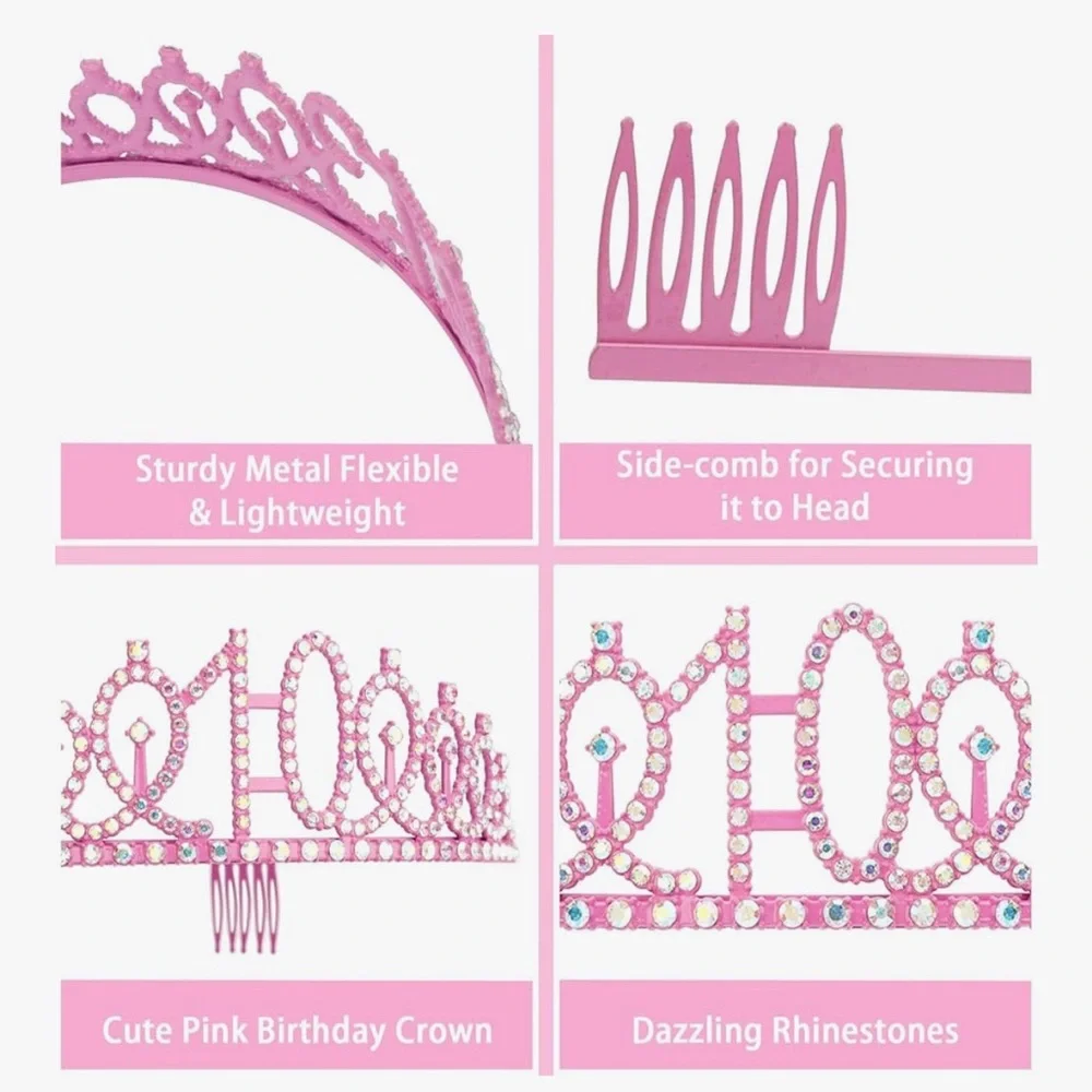 10th Birthday Girl Tiara Sash Shirt Party Outfit Favors NWT Bundle